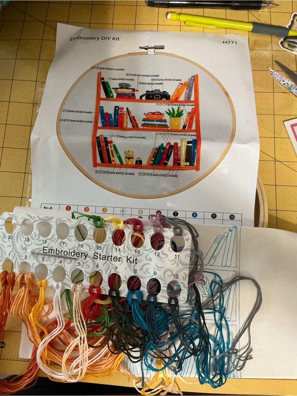 Embroidery DIY Kit with Multicolor Floss